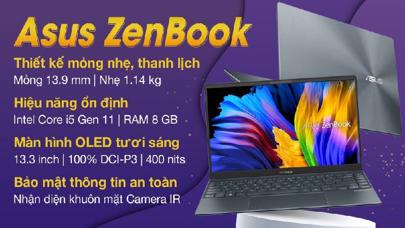 Laptop Asus ZenBook UX325EA i5 có thiết kể mỏng nhẹ, thanh lịch